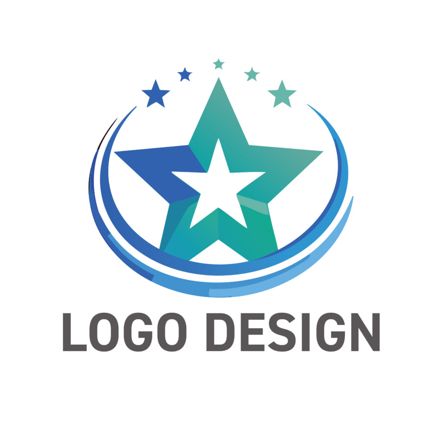 星々の輝きと円弧が象徴する、成長と信頼の未来志向型ロゴデザイン