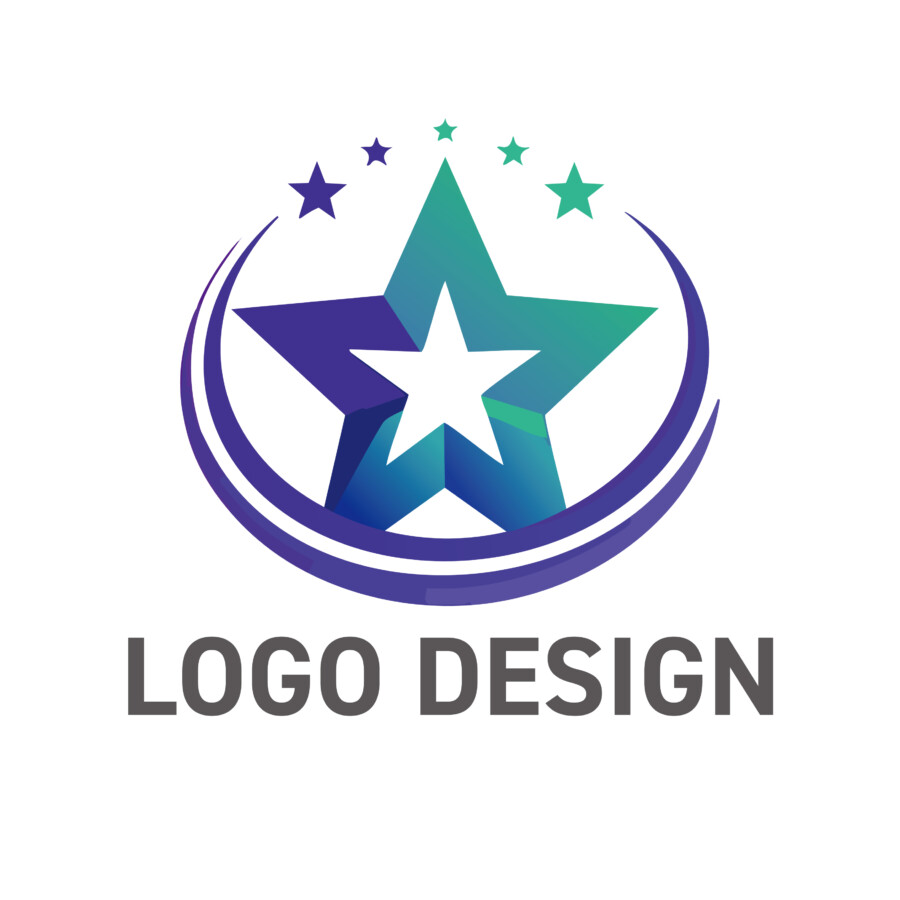 星々の輝きと円弧が象徴する、成長と信頼の未来志向型ロゴデザイン