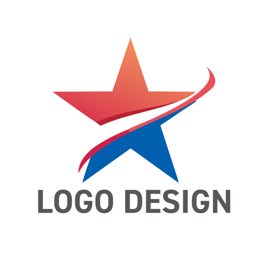 未来への軌道を鮮やかに示す、エネルギッシュな星モチーフのロゴデザイン