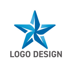 信頼と革新を青に込めた、シャープな星のロゴデザイン