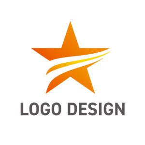 未来へのエネルギッシュな軌道を描く、星のロゴデザイン