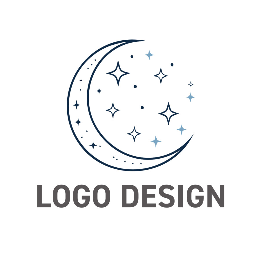 夜空の神秘をまとう、洗練された月のロゴデザイン