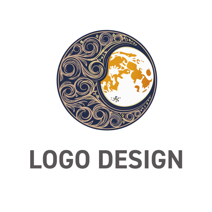 国の物語を秘めた、魅惑的なオリエンタル月のロゴデザイン