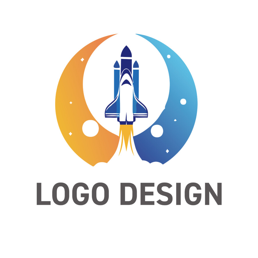 未来へ飛翔するエネルギーを象徴する、ダイナミックな月のロゴデザイン
