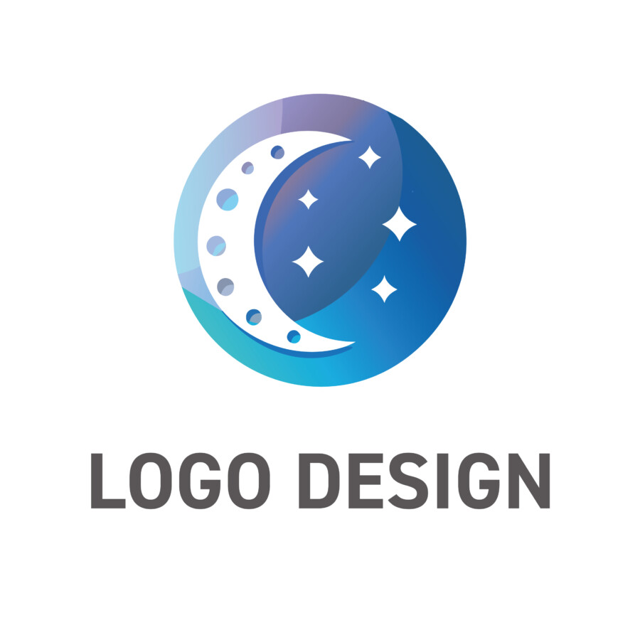 夢見る色彩が広がる、ポップでクリエイティブな月のロゴデザイン