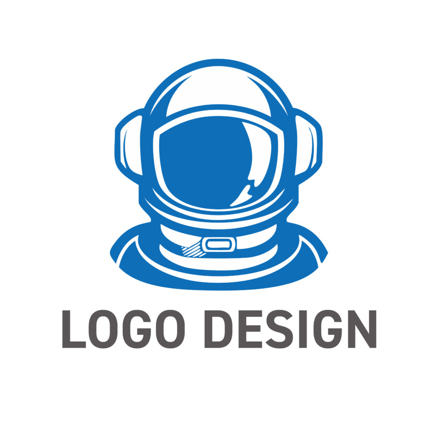 未知への挑戦と未来への探求心、宇宙飛行士ヘルメットのロゴデザイン