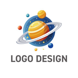 夢と冒険心をくすぐる、カラフルな宇宙のロゴデザイン
