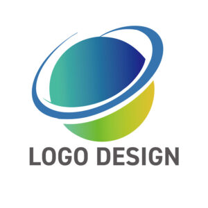 未来への飛躍と繋がりを感じさせる、洗練された惑星モチーフのロゴデザイン