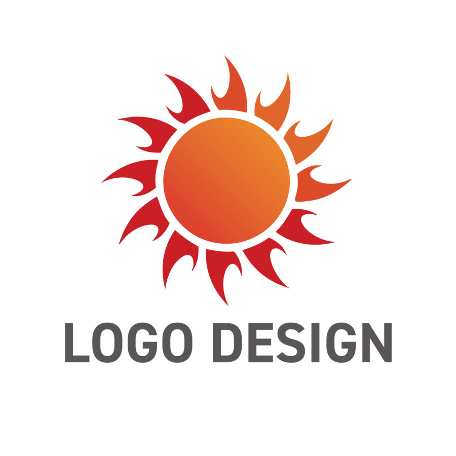 燃える情熱と創造性を解き放つ、ダイナミックな太陽のロゴデザイン