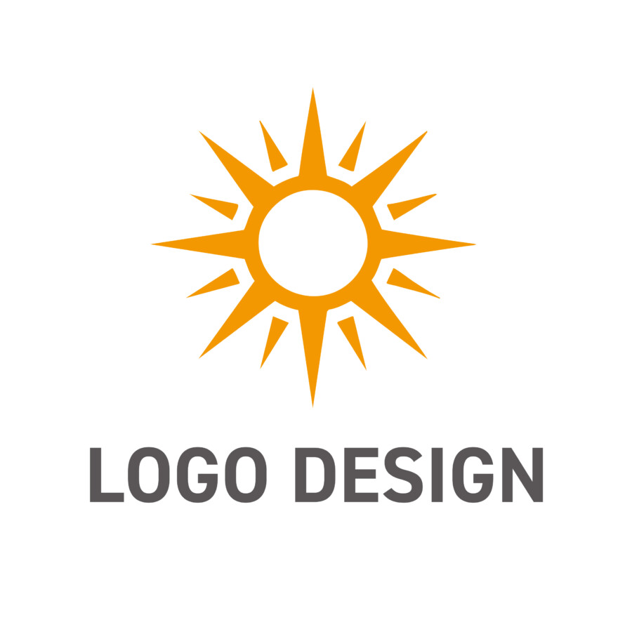 情熱の赤が目を引く、ダイナミックな太陽モチーフのロゴデザイン