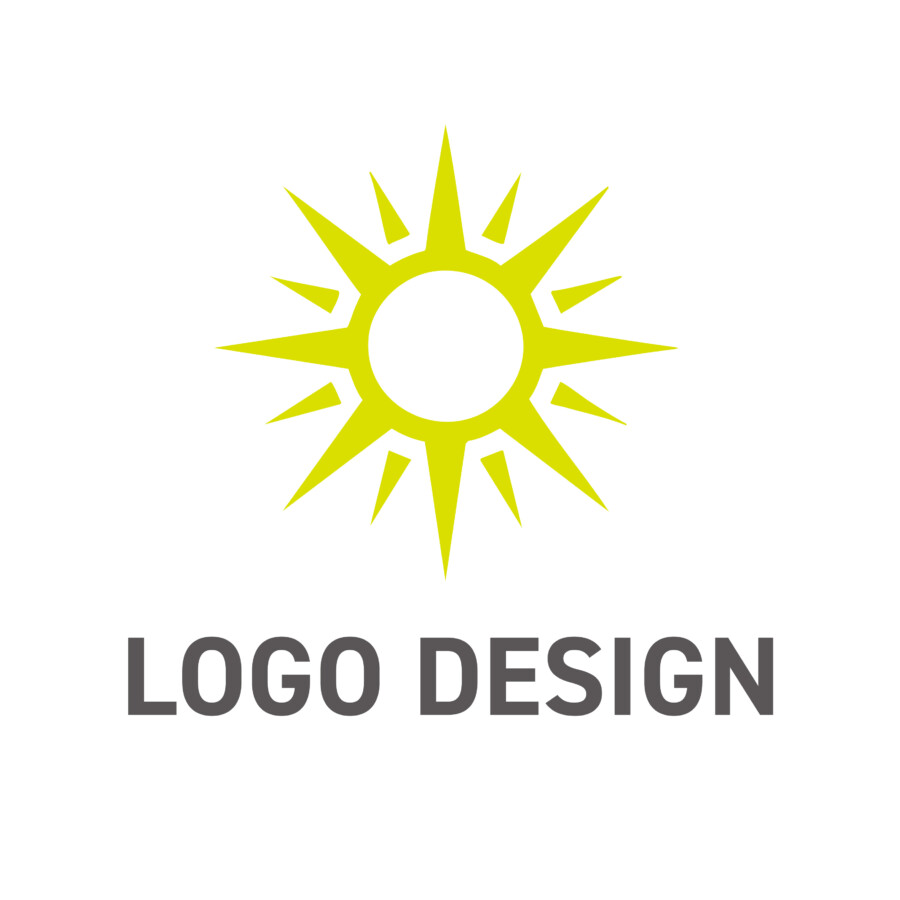 情熱の赤が目を引く、ダイナミックな太陽モチーフのロゴデザイン