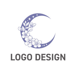 静かな夜の癒やしを閉じ込めた、神秘的な三日月のロゴデザイン