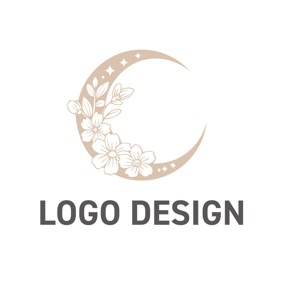 静かな夜の癒やしを閉じ込めた、神秘的な三日月のロゴデザイン