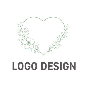 真心と自然の恵みを編み込んだ、ハートのボタニカルロゴデザイン