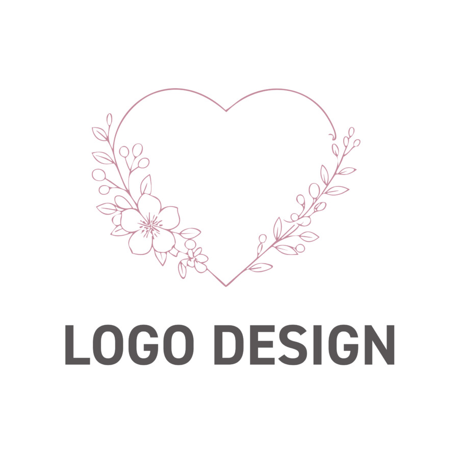 真心と自然の恵みを編み込んだ、ハートのボタニカルロゴデザイン