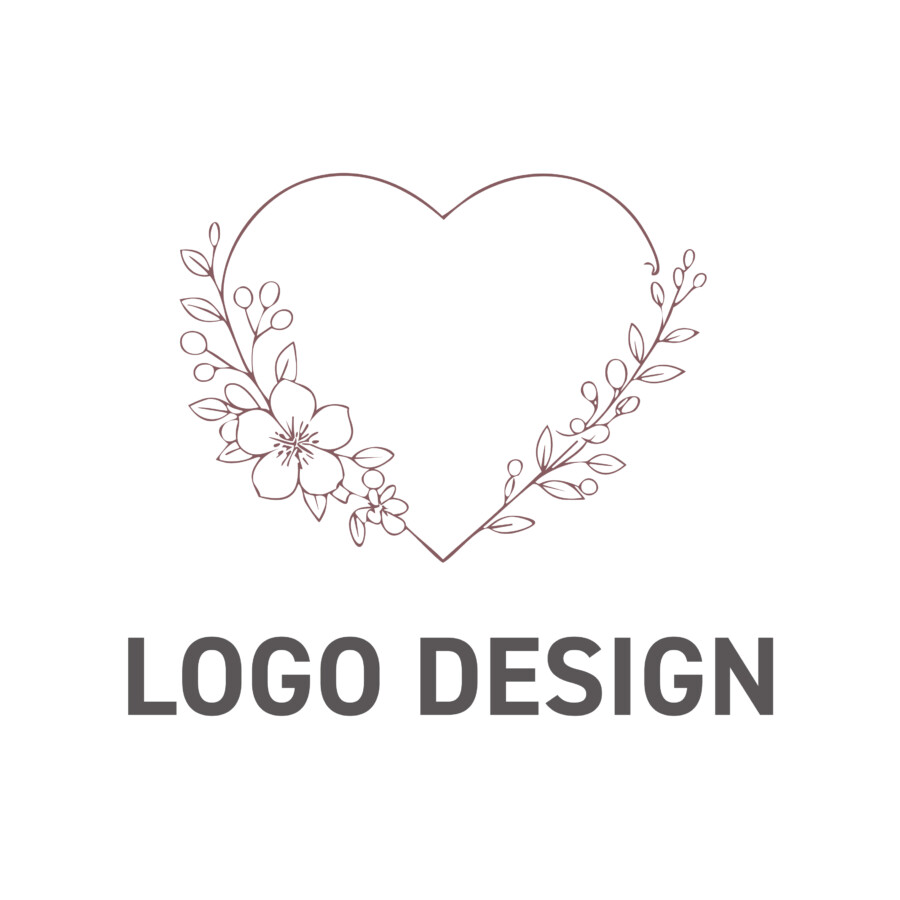 真心と自然の恵みを編み込んだ、ハートのボタニカルロゴデザイン