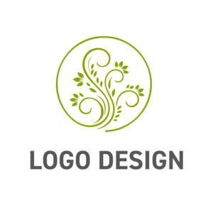 伸びやかな生命力と調和を感じさせる、ボタニカルな円形ロゴデザイン
