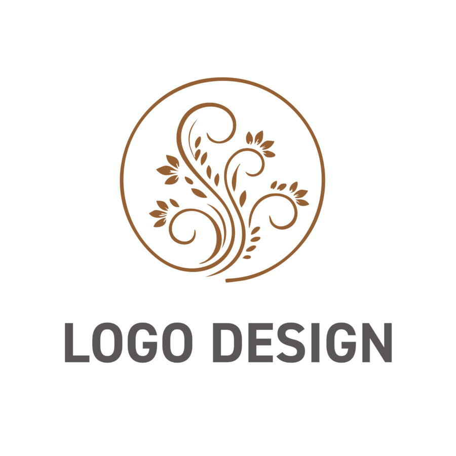 伸びやかな生命力と調和を感じさせる、ボタニカルな円形ロゴデザイン