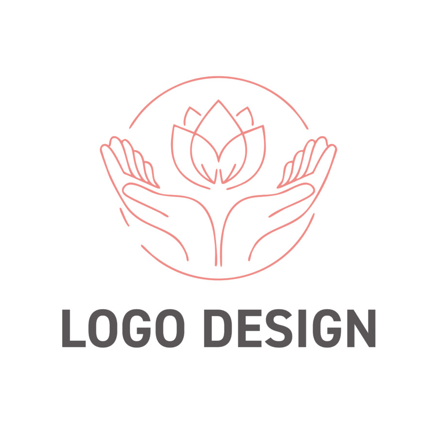 蓮の花を優しく包み込む、癒やしのロゴデザイン