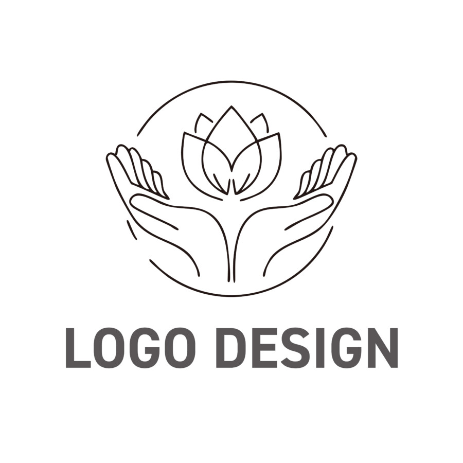 蓮の花を優しく包み込む、癒やしのロゴデザイン