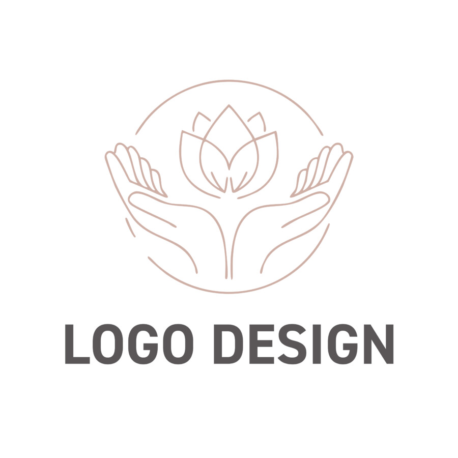 蓮の花を優しく包み込む、癒やしのロゴデザイン