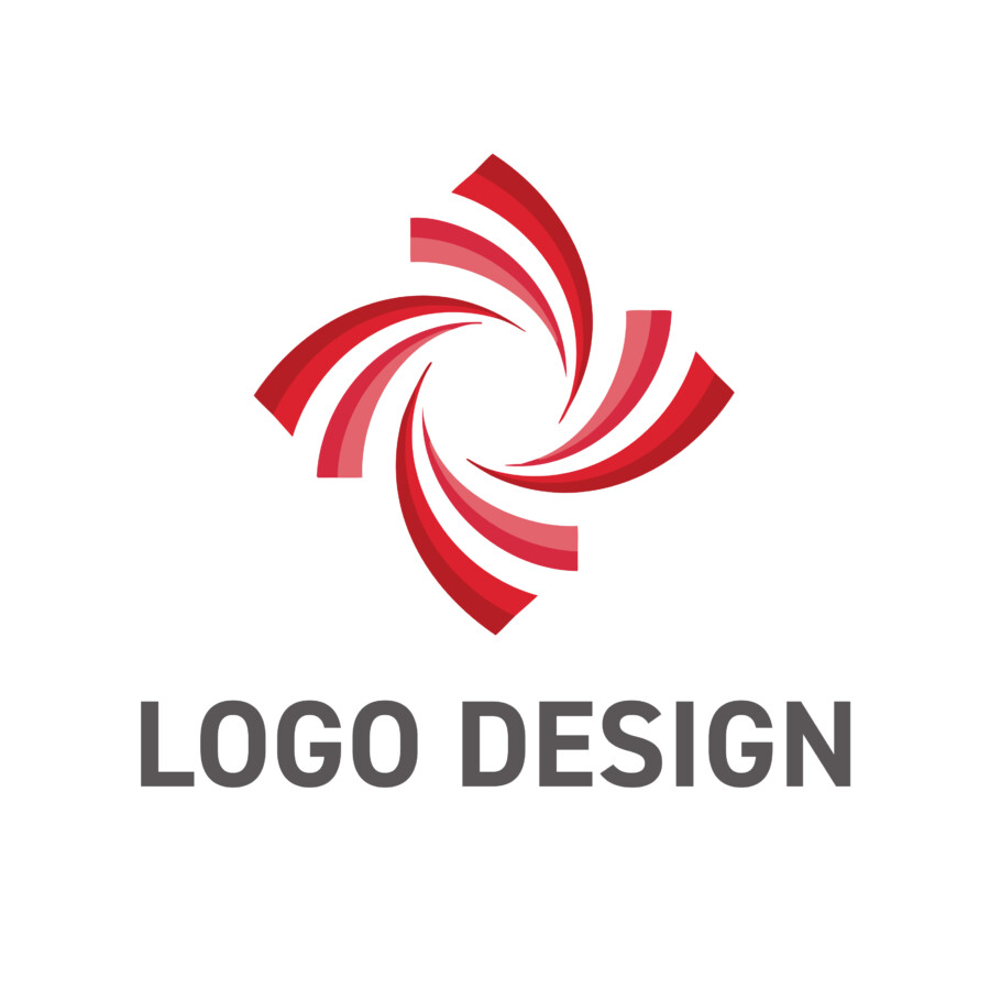 楽しさが弾ける風車。情熱的な赤が印象的な回転体のロゴデザイン