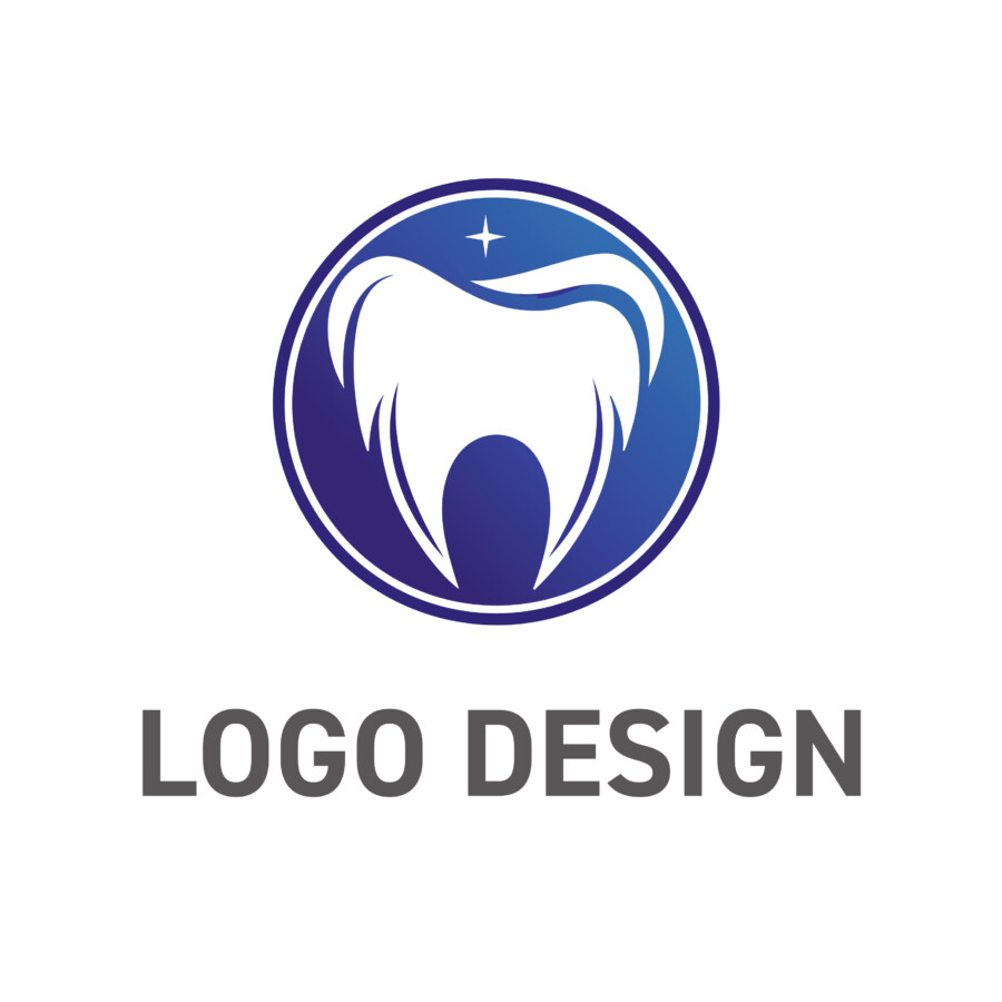 清潔感と信頼の輝きを円で包み込む、先進的な歯のロゴデザイン