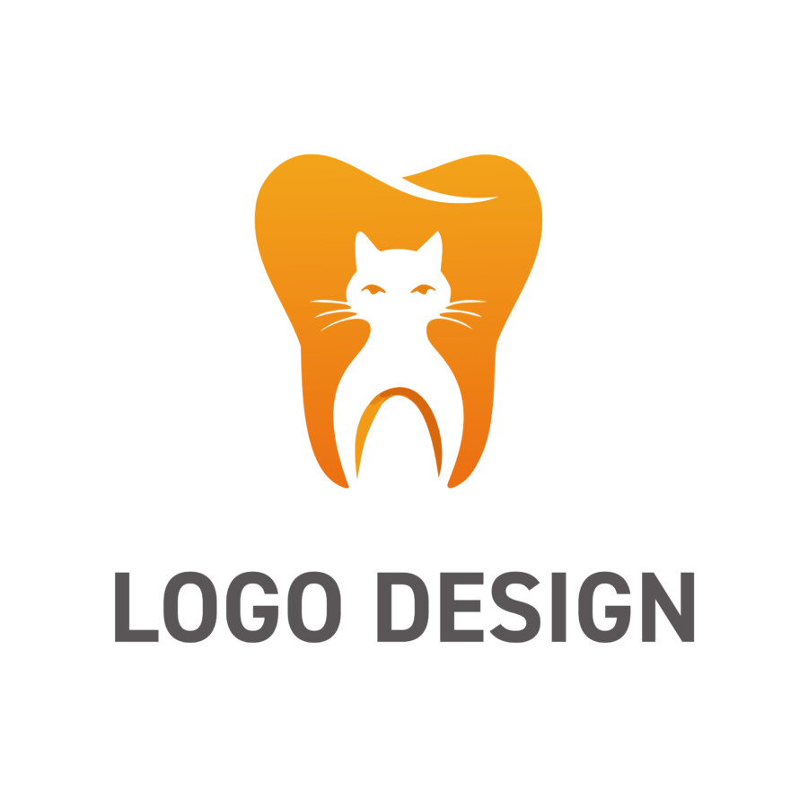 歯の中に猫が佇む、専門性と優しさを伝えるロゴデザイン