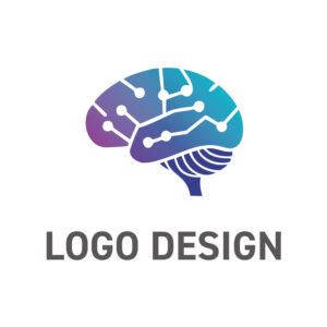 知性の未来を拓く、テクノロジーと脳科学の融合を象徴するロゴデザイン