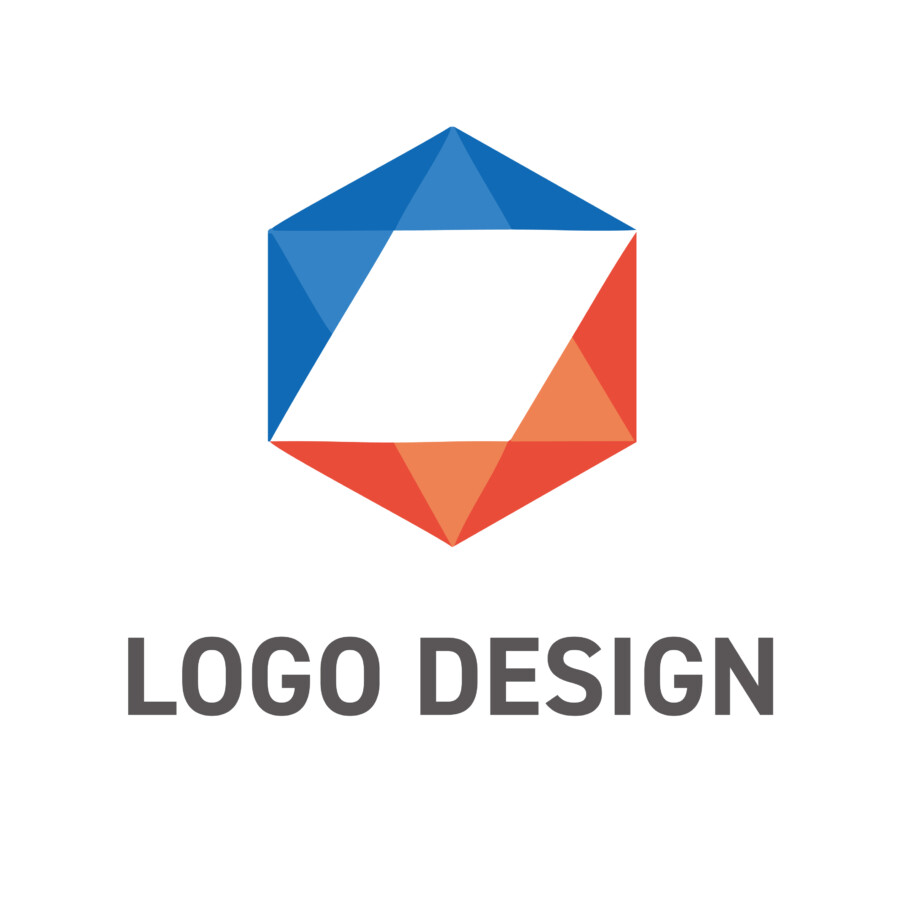 知性の結晶と多角的な視点を象徴する、幾何学のロゴデザイン