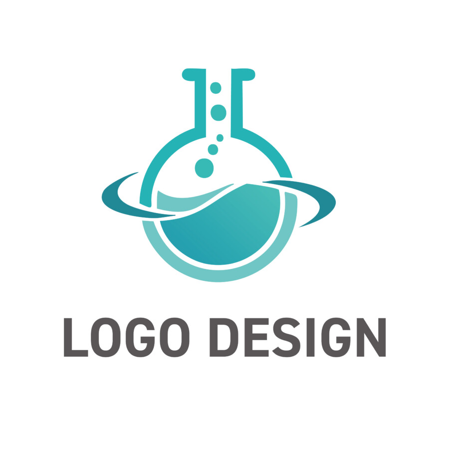 探究心と科学の面白さを伝える、実験フラスコのロゴデザイン