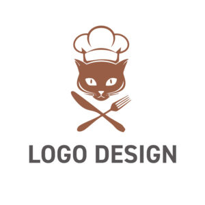 愛嬌のある表情が決め手、食の楽しさを伝える猫のロゴデザイン