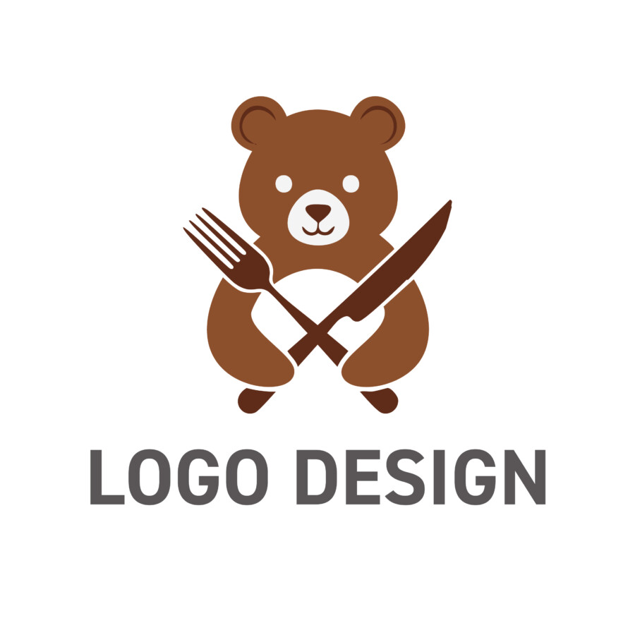 優しく迎える食卓のシンボル、安心感を伝える熊のロゴデザイン