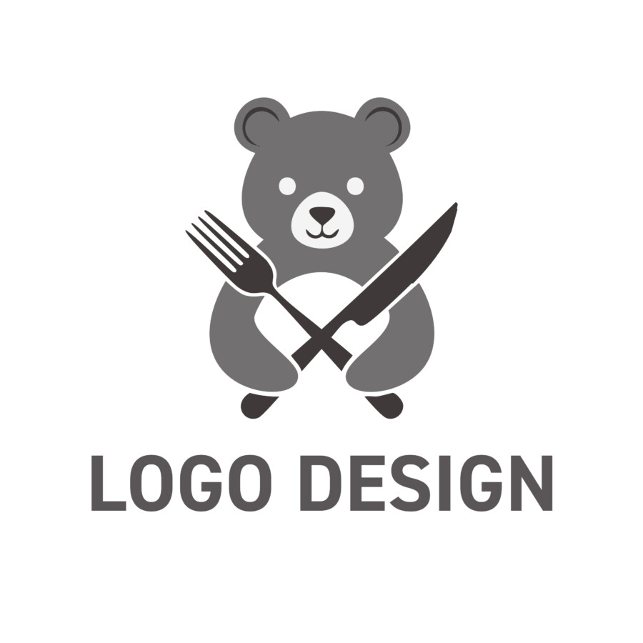 優しく迎える食卓のシンボル、安心感を伝える熊のロゴデザイン