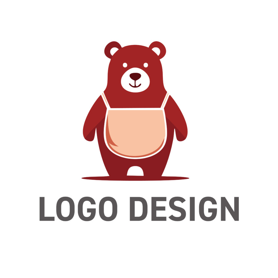 手作りの温もりと誠実な姿勢を伝える、エプロン姿の熊のロゴデザイン