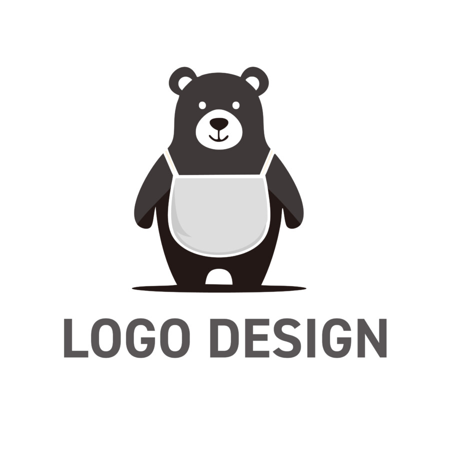 手作りの温もりと誠実な姿勢を伝える、エプロン姿の熊のロゴデザイン