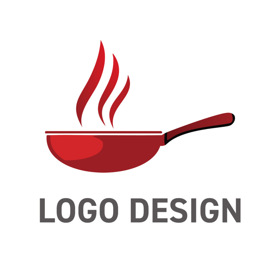 まさに今調理の真っ只中、温められたフライパンのロゴデザイン