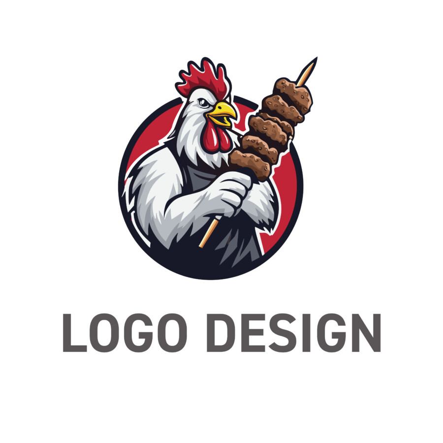圧倒的なインパクトで本気度を伝える、力強い鶏のキャラクターロゴデザイン