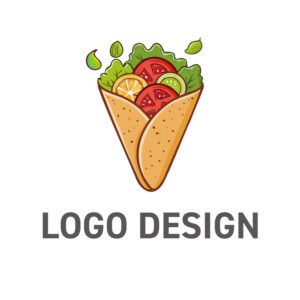 手軽なおいしさに溢れる、新鮮野菜と彩り豊かなラップサンドのロゴデザイン