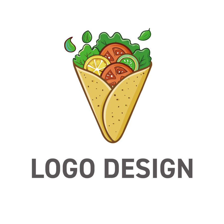 手軽なおいしさに溢れる、新鮮野菜と彩り豊かなラップサンドのロゴデザイン