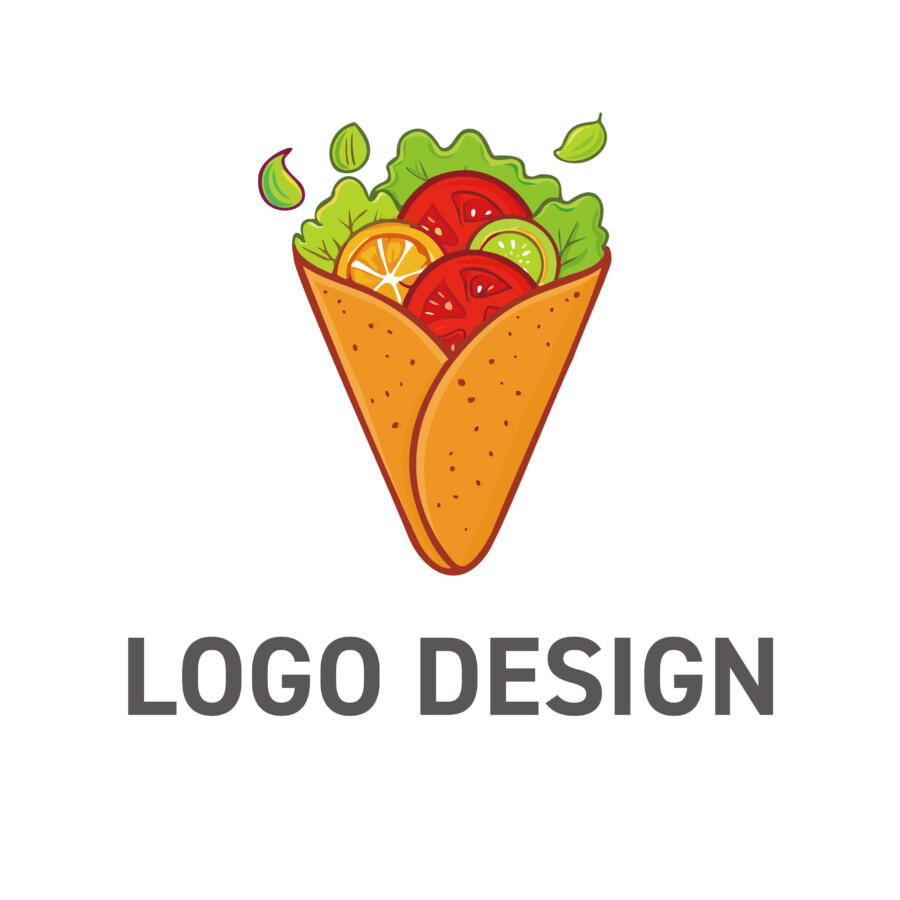 手軽なおいしさに溢れる、新鮮野菜と彩り豊かなラップサンドのロゴデザイン