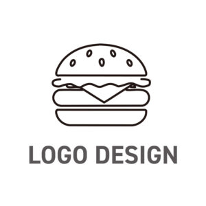 本質を捉えたミニマルな表現、洗練されたハンバーガーの線画ロゴデザイン