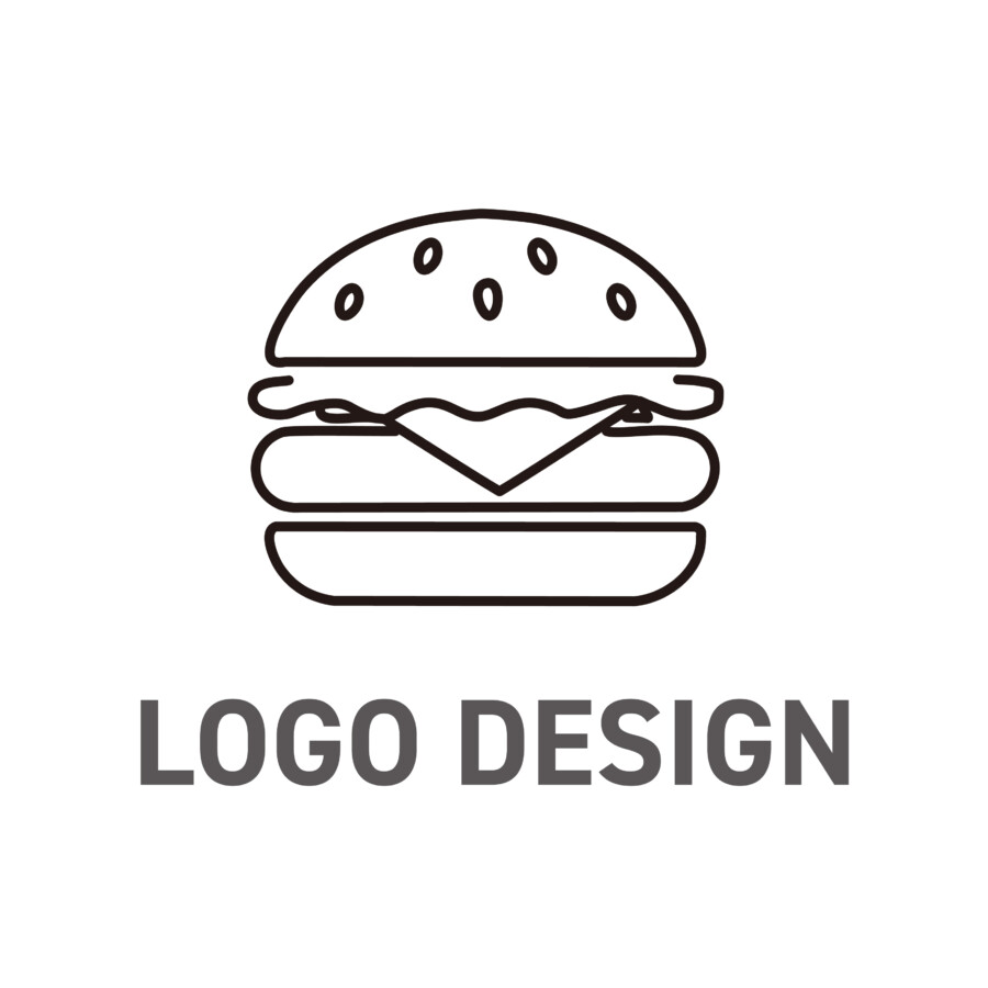 本質を捉えたミニマルな表現、洗練されたハンバーガーの線画ロゴデザイン