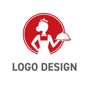 心尽くしのおもてなしを象徴する、エレガントな給仕係のロゴデザイン