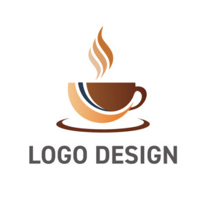 一杯に込めたアートと情熱、躍動感あふれるモダンなコーヒーカップのロゴデザイン