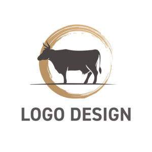 大地の恵みと品質を物語る、牛のシルエットロゴデザイン
