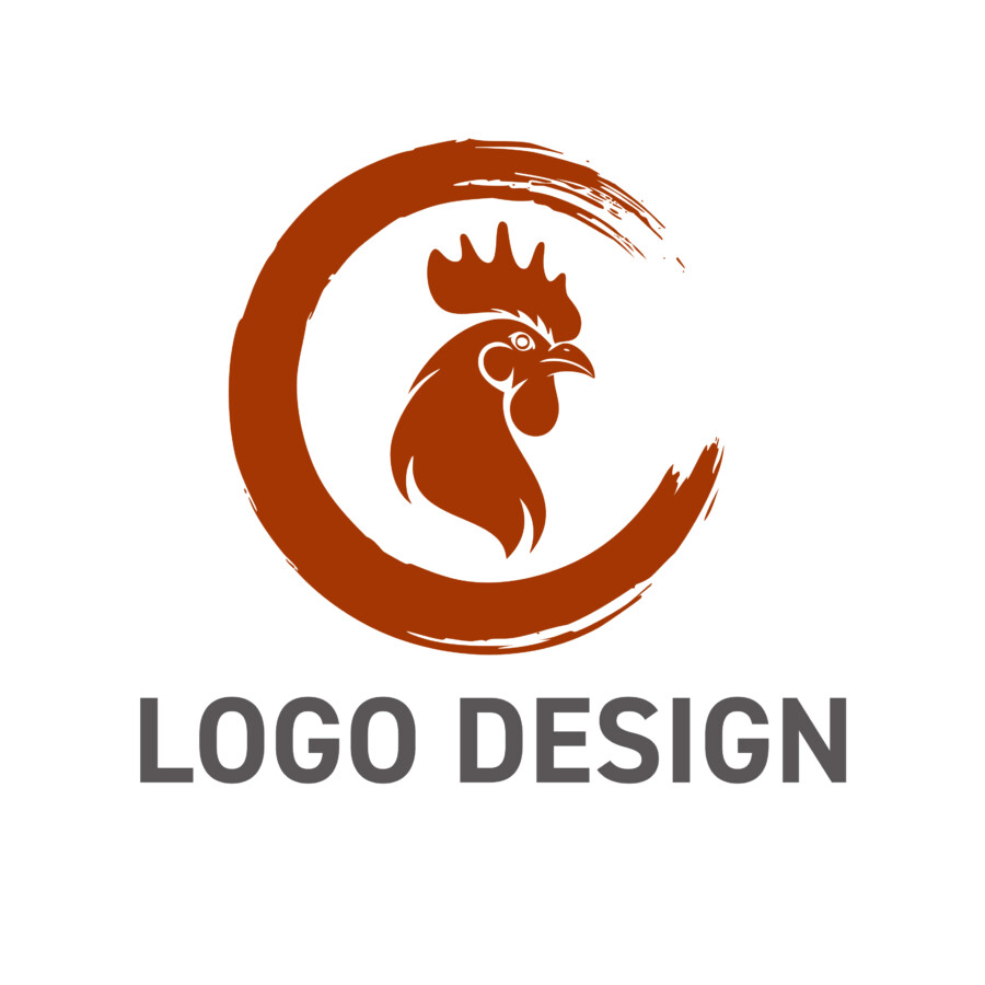 素材への自信を雄弁に語る、鶏と筆文字風のロゴデザイン