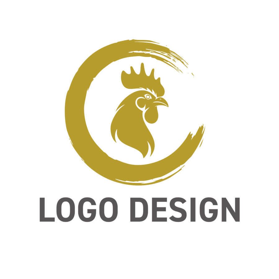 素材への自信を雄弁に語る、鶏と筆文字風のロゴデザイン