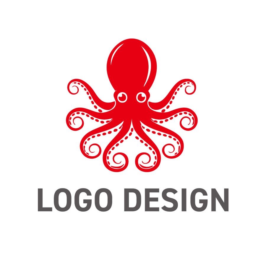 親しみやすさと独創性が光る、タコのシンボルロゴデザイン