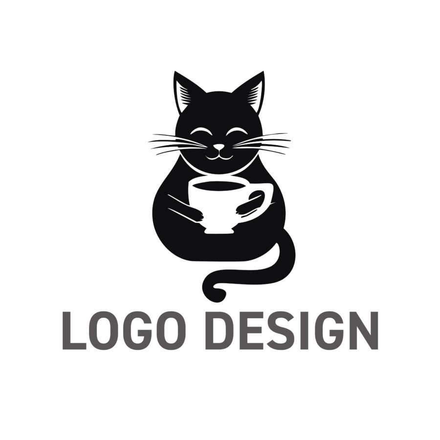 可愛らしさと居心地の良さを伝える、猫カフェのロゴデザイン